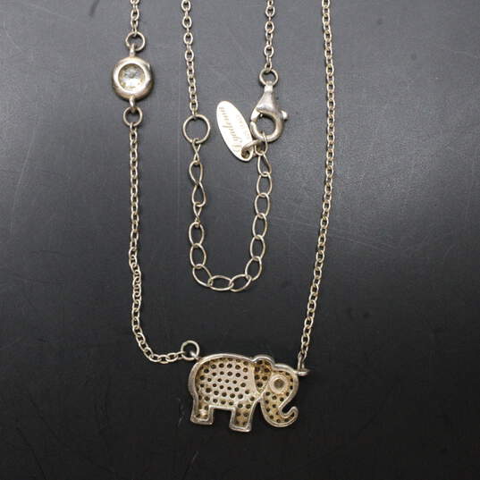 Dyadema Sterling Silver CZ Accent Elephant Necklace - 4.1g image number 4