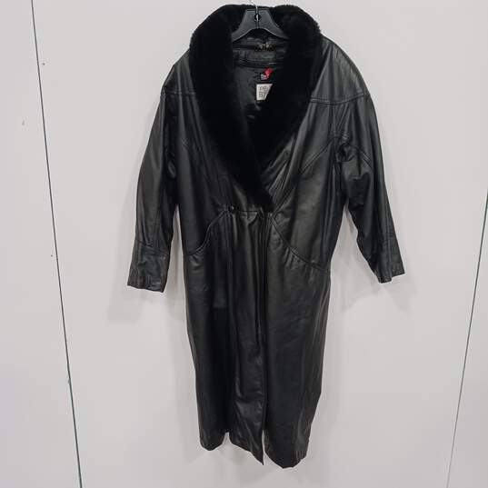 Men’s Pelle Studio Leather Fur Trimmed Trench Coat W/Removable Liner Sz M image number 4