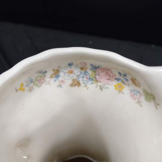 Vintage White Floral Ceramic Pitcher image number 2