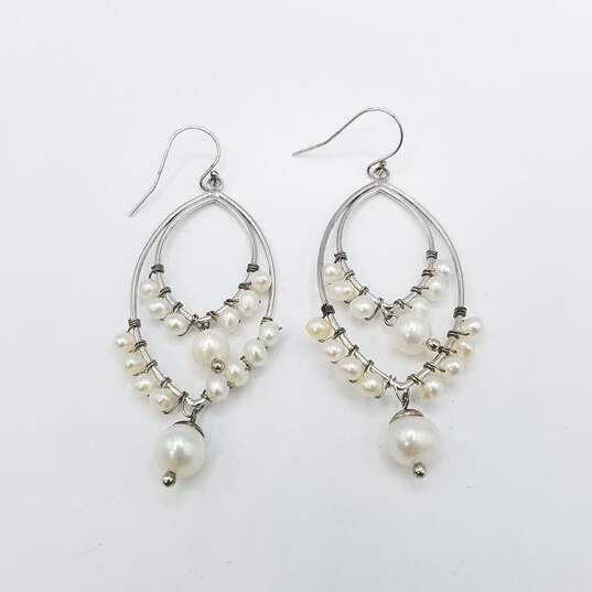 Sterling Silver Faux Pearl Earring Bundle 2 Pcs 14g image number 3
