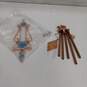 Copper Blue/White Glass Decorative Wall Hanging & Wind Chime 2pc Bundle image number 1