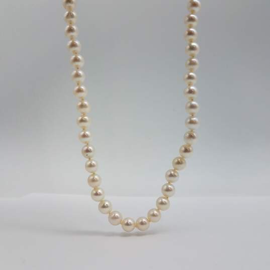14k Gold Knotted FW Pearl 17 Inch Necklace 27.0g image number 1