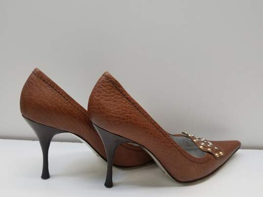 Dolce and Gabbana Women's Brown Pebble Pumps High Heels Size 38.5 (Authenticated) image number 4
