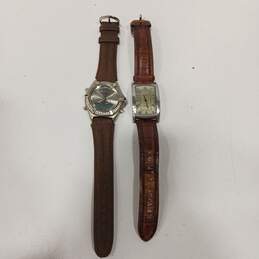 2pc Set of Men's Eddie Bauer Leather Band Wrist Watches