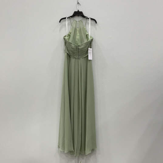 NWT Womens Green Sleeveless Round Neck Back Zip Maxi Dress Size 10 image number 2