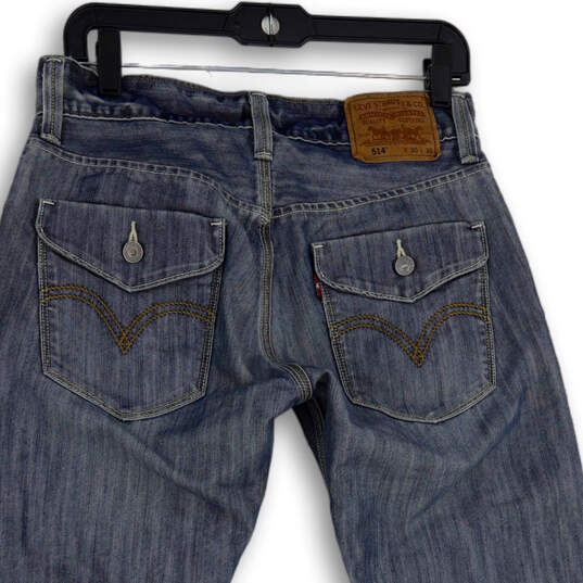 Womens Blue 514 Denim Medium Wash 5-Pocket Design Straight Jeans Size 30x30 image number 2