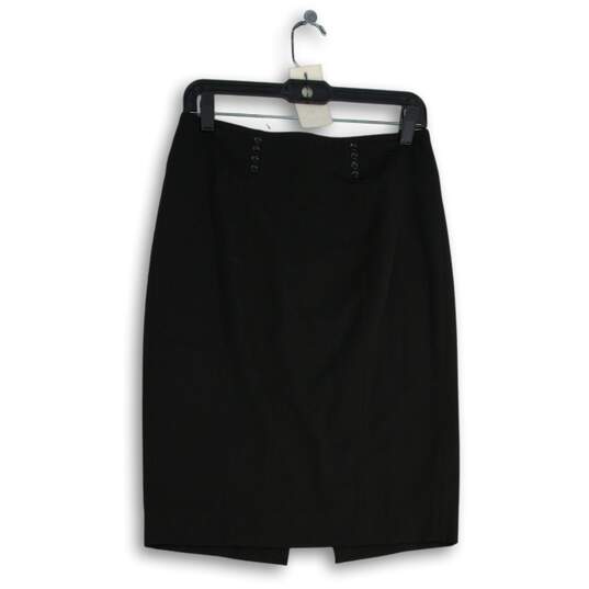 White House Black Market Womens Black Back Zip A-Line Skirt Size 6 image number 1