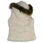 Womens White Mock Neck Detachable Hood Full-Zip Puffer Vest Size M image number 2