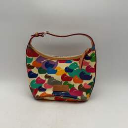 Womens Multicolor Wonder Ducks Adjustable Strap Zipper Bucket Bag