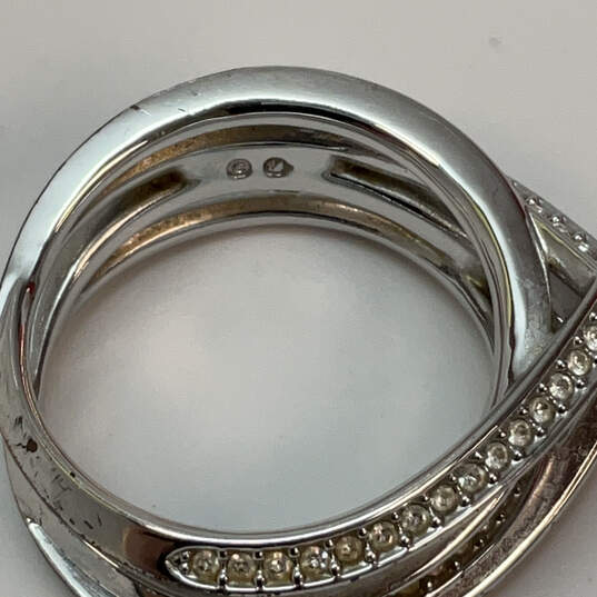 Designer Swarovski Silver-Tone Rhinestone Layered Fashionable Band Ring image number 3