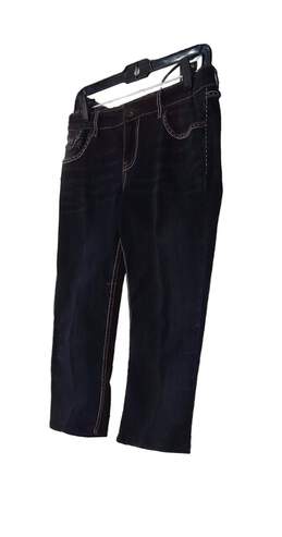 Womens Blue Dark Wash Pockets Stretch Denim Capri Jeans Size 9 alternative image