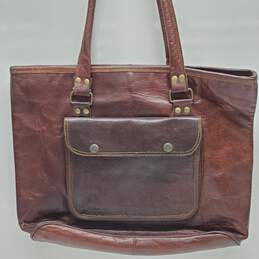 Vintage Sun Leather Co Brown Leather Bag Seal of State of Oklahoma alternative image
