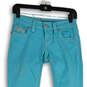 Womens Teal Denim Medium Wash 5-Pocket Design Skinny Leg Jeans Size 24 image number 1