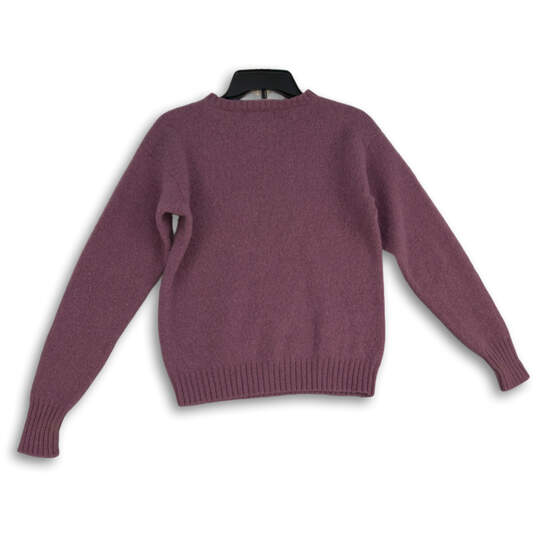 Womens Purple Knitted Crew Neck Long Sleeve Pullover Sweater Size Small image number 2