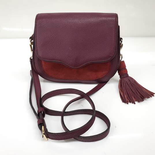 Rebecca Minkoff Mini Burgundy Red Leather & Suede Crossbody Bag AUTHENTICATED image number 1