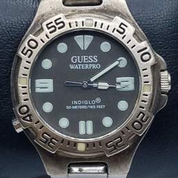 Retro Guess Waterpro 36mm Case Diver Men's Stainless Steel Quartz Watch