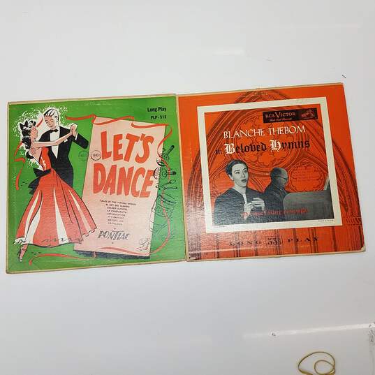 Lot of 2 Vintage 33-1/3 Vinyl Records - Pontiac Let's Dance & Beloved Hymns By Blanche Thebom image number 1