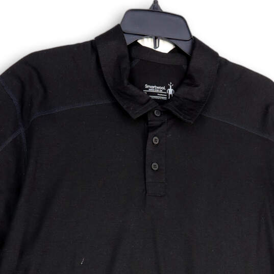 Mens Black Short Sleeve Spread Collar Classic Fit Polo Shirt Size XL image number 2