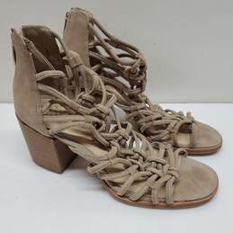 Vince Camuto Tan Suede Strappy Ankle Heeled Shoes Women's 7 M
