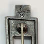 Designer Patricia Locke Silver-Tone Crystal Cut Stone Etched Brooch Pin image number 3