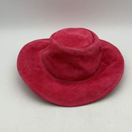 Walkabout Mens Pink Leather Wide Brim Fitted Cowboy Hat Size Small image number 2