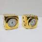 Pair Of VTG. Miniature Brass Dice Figurine Clocks Untested P/R image number 2