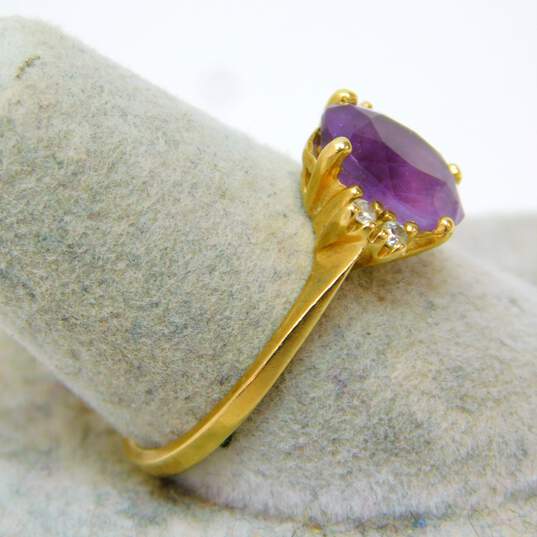14K Yellow Gold Amethyst & Diamond Accent Ring 2.4g image number 4
