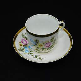 ATQ Late 1800s Haviland Limoges China Floral Teacup & Saucer alternative image