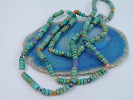 Carolyn Pollack 925 Turquoise Amethyst Carnelian Bead Necklace 45.6g image number 1