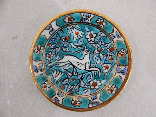 Set of 4 Ikaros Pottery 4in  Plates Hand Made in Rhodes, Greece Hand Made & Painted image number 3