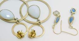 Artisan 925 Vermeil Blue & White Chalcedony Circles & Drop Earrings 18.3g alternative image
