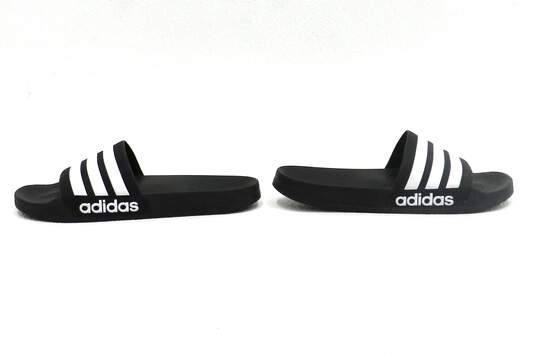 adidas Black & White adilette Cloudfoam Slides Men's Shoe Size 10 image number 5