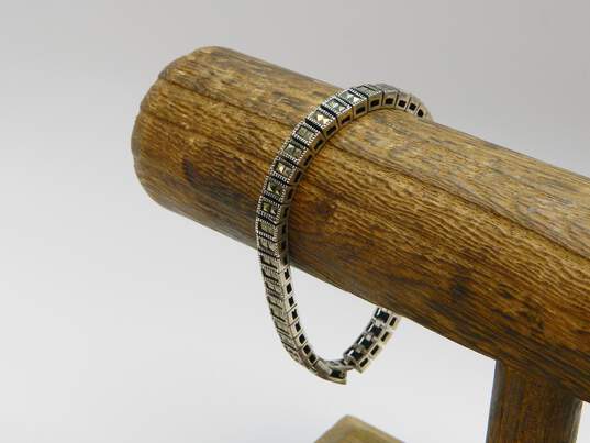 Romantic 925 Marcasite Pearl & Rhinestone Necklace Bracelet & Ring 37.2g image number 2