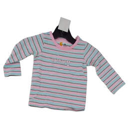 Toddlers Multicolor Striped Long Sleeve Round Neck T Shirt Size 12 Month