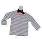 Toddlers Multicolor Striped Long Sleeve Round Neck T Shirt Size 12 Month image number 1