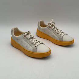 Womens W29513 Yellow Leather Low-Top Lace-Up Sneaker Shoes Size 7.5 alternative image
