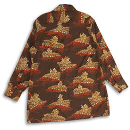 Mens Brown Red Printed Spread Collar Long Sleeve Button-Up Shirt Size XXL alternative image
