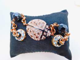 AKKAD Rose Gold Tone Crystal Ladybug Snap Closure Bracelet 25.4g