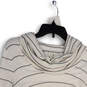Womens White Striped Cowl Neck Long Sleeve Pullover Cropped Blouse Top Sz S image number 3