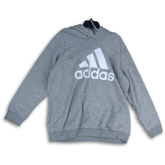 Adidas Mens Gray Essentials Long Sleeve Activewear Pullover Hoodie Size 3X image number 1