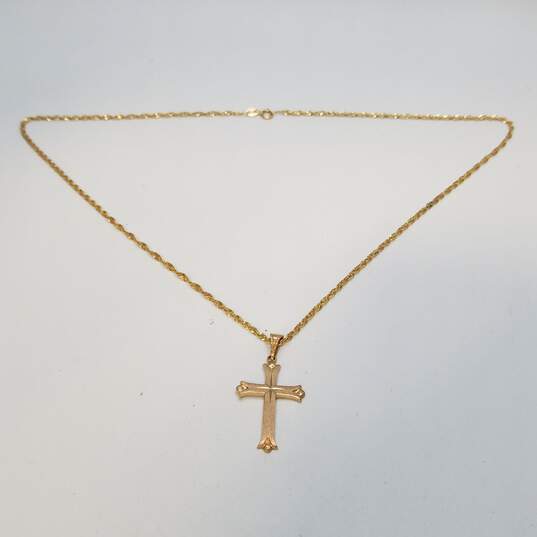 14K Gold Cross Pendant Necklace 3.9g image number 6