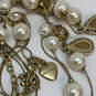 Designer Betsey Johnson Gold-Tone White Pearl Multi Strand Chain Necklace image number 4