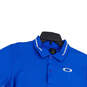 Mens Blue White Short Sleeve Spread Collar Regular Fit Polo Shirt Size S image number 3