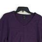 Mens Purple Knitted V-Neck Long Sleeve Pullover Sweater Size Large image number 3
