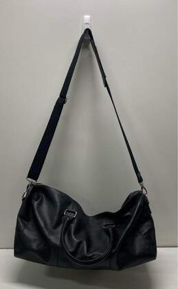 Cole Haan Black Leather Shoulder Travel Zip Duffle Bag