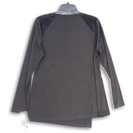 Womens Black Long Sleeve Crew Neck Asymmetrical Hem T-Shirt Size Small alternative image
