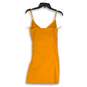 NWT Zara Womens Orange Spaghetti Strap Sleeveless Side Ruched Bodycon Dress Sz S image number 2