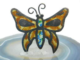 VNTG Mid Century Signed J Mexico 925 Sterling Silver & Enamel Butterfly Brooch
