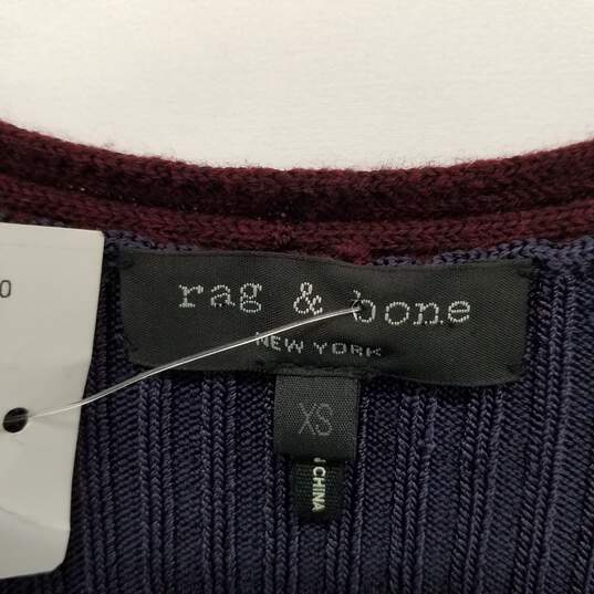 Rag & Bone Navy Blue & Burgundy Knit Sleeveless Sweater Dress WM Size XS image number 3