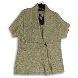 NWT Womens Gray Knitted Short Sleeve Shawl Collar Cardigan Sweater Size XL